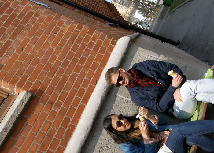 Signs of spring: First icecream in the sun 