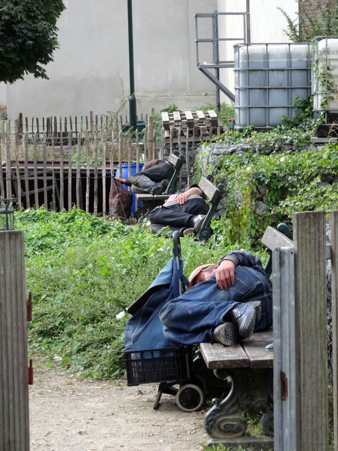 The sleeping homeless - behind Square Jaques Brel