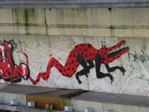 Molenbeek: Graffiti along the Charleroi canal near Porte de Flandre
