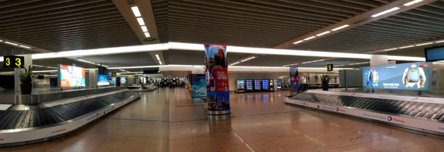 Brussels airport panorama baggage reclaim hall