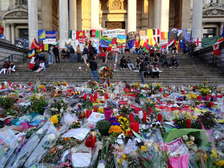 Sea of flowers and the steps of the Bourse