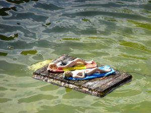 Sunbathing on a raft in Ireland