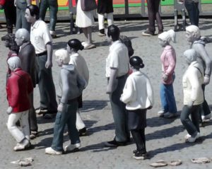 Tourists in mud