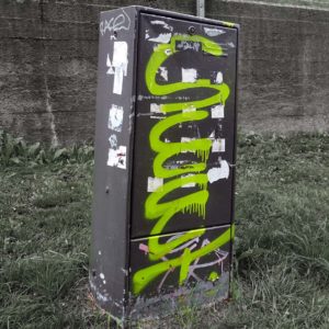 Vandalised utility box