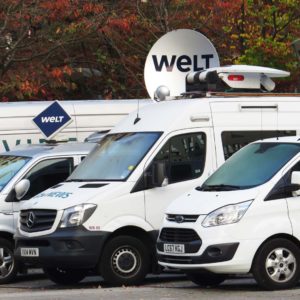 Photo catch-up: Outside broadcast vans in the hotel carpark