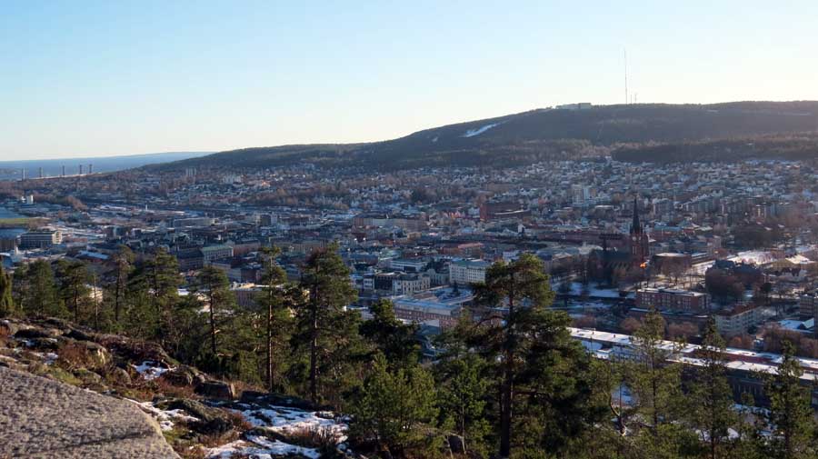 Sundsvall city and Stenstan from Norra Berget