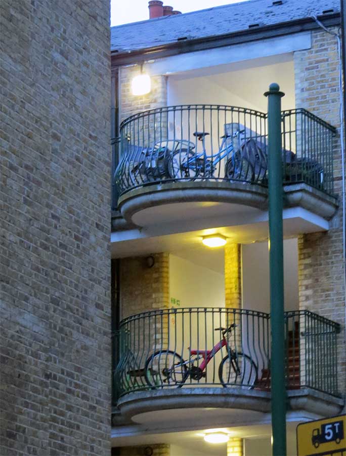 London photo: Bicycles on balconies in Bloomsbury