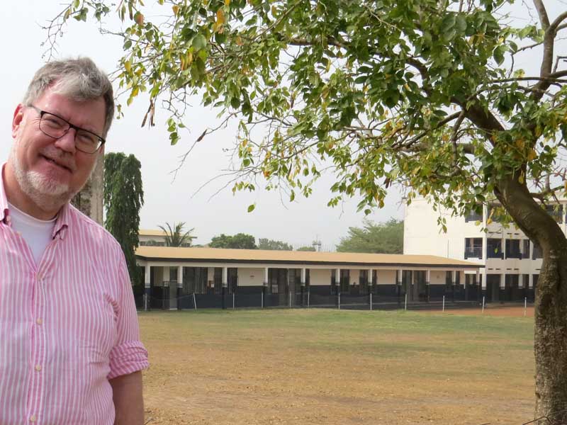 Me in front of the Tema Parents Association Junior School - the low wing I thought I remembered