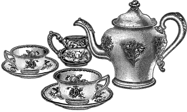The hatter's tea set, very well decorated with flowers