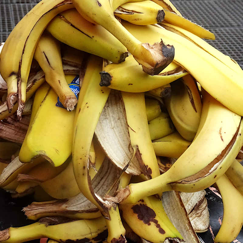 Close-up of pile of banana peel.