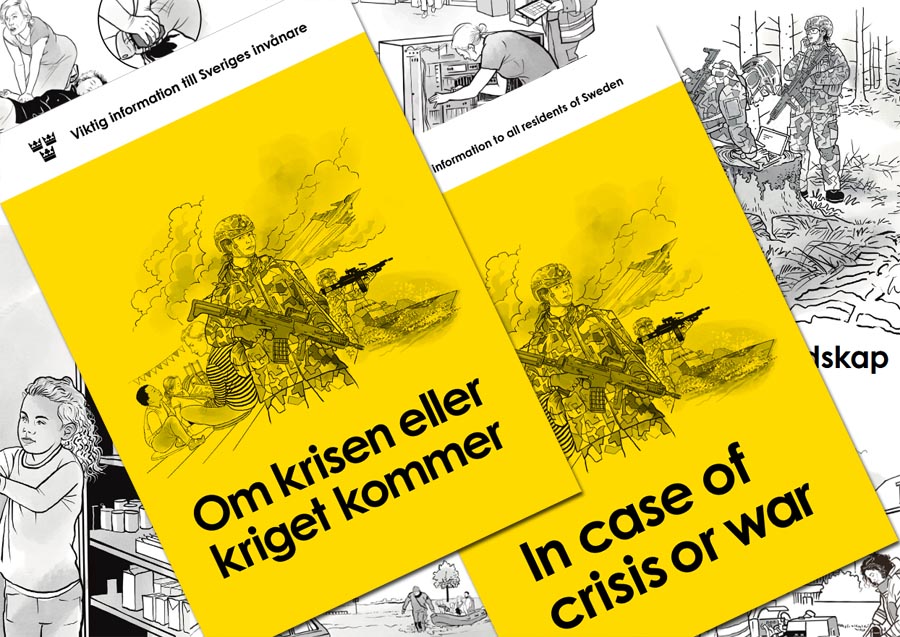 Covers of the Swedish and English versions of In case of crisis or war